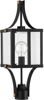 Savoy House Raeburn 1-Light Outdoor Post Lantern in Matte Black and Weathered Brushed Brass