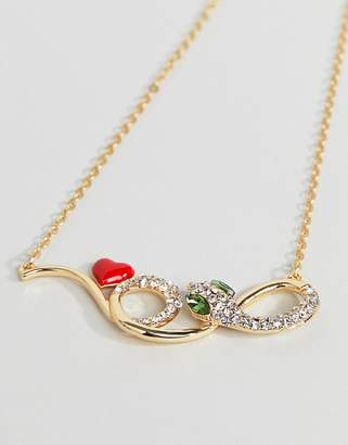Glamorous Gold Embellished Snake Necklace