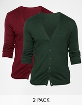 Thumbnail for your product : ASOS Cardigan In Cotton 2 Pack Save 15% - Multi