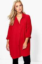 Thumbnail for your product : boohoo NEW Womens Plus Eva Oversized Shirt in Polyester 5% Elastane