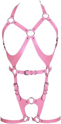 BANSSGOTH Women Punk Leather Body Harness Lingerie Leg Straps Chest Caged Belt Set Goth Punk