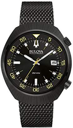 Bulova Accutron II Men's Quartz Watch with Black Dial Analogue Display and Black Stainless Steel Bracelet 98B247