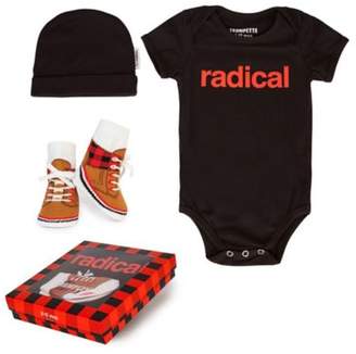Trumpette Size 12-18M 3-Piece "Radical" Bodysuit, Hat & Socks Gift Set in Red/Black