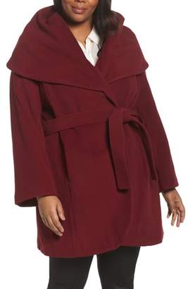 Tahari Marla Cutaway Wrap Coat with Oversize Collar