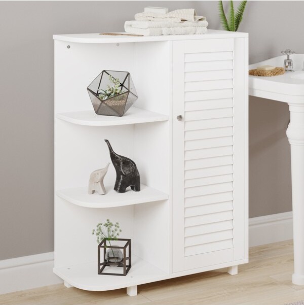 Lavish Home 3-Shelf Corner Cabinet – Storage Cupboard with Stylish