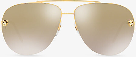 Cartier Womens Blue ct0065S Aviator-Frame Metal Sunglasses