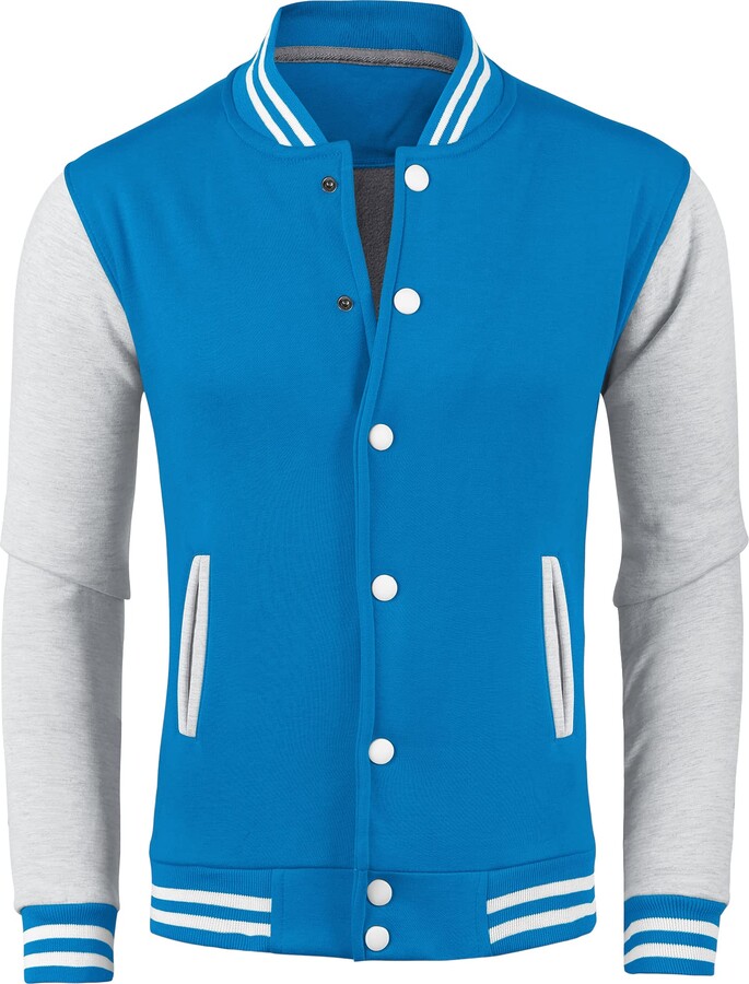 Lars Amadeus Men's Varsity Baseball Jacket Button Down Classic Color Block Sport Bomber Jacket