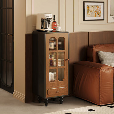 Canora Grey Nut-brown+Black Manufactured Wood+Glass Sideboard