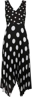 Wallis Black Polka Dot Pleated Midi Dress