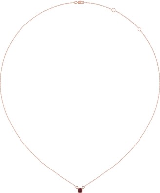 LMJ - Cushion Cut Ruby & Diamond Birthstone Necklace In 14K Rose Gold
