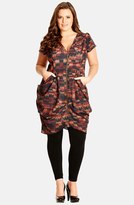 Thumbnail for your product : City Chic Print Front Zip Pleat Tunic (Plus Size)