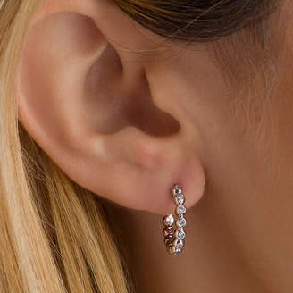 Zales 1/3 CT. T.W. Diamond Beaded Hoop Earrings in 10K White Gold