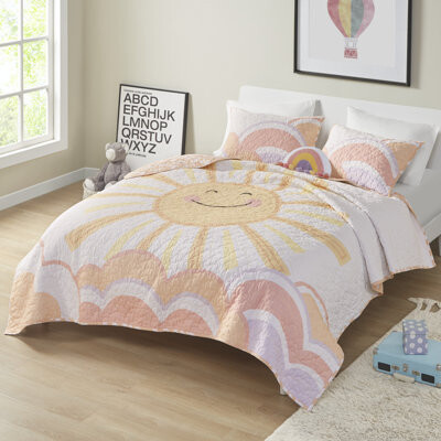Intelligent Design Kids Dawn Sunshine Clouds Reversible Quilt Set