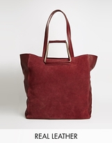 Thumbnail for your product : ASOS Leather & Suede Shopper Bag with Metal Handles