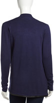 Thumbnail for your product : Neiman Marcus Faux-Leather-Trim Peaked Cardigan, Navy/Black