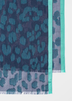 Thumbnail for your product : Paul Smith Teal 'Leopard' Silk-Blend Print Scarf