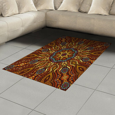 East Urban Home Ethnic High Density Long Fiber Poly Threads Decorative Area Rug Carpet