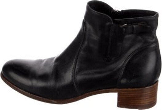 Alberto Fermani Leather Ankle Boots Black Semi-Pointed Toes Exposed Zip Closure at Sides Unfortunately, due to restrictions, this item may not be eligible for shipping in all areas.
