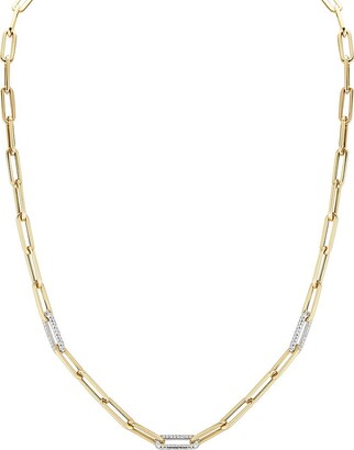 Nephora 14K Two-Tone Gold & Diamond Paperclip Chain Necklace
