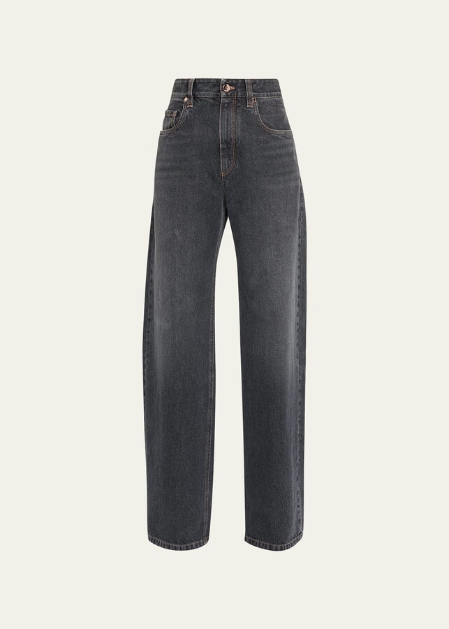 Brunello Cucinelli Wide-Leg Denim Pants - ShopStyle Jeans