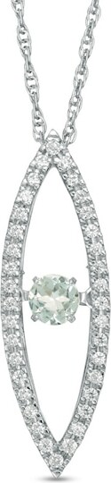 Zales Unstoppable Love™ Aquamarine and 1/6 CT. T.w. Diamond Marquise Pendant in Sterling Silver