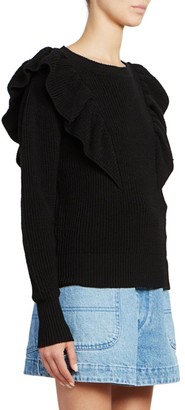 Isabel Marant Blakely Ruffled Wool-Blend Knit Sweater