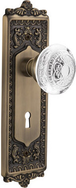 Nostalgic Warehouse Egg & Dart Plate with Decorative Keyhole and Crystal Egg & Dart Knob