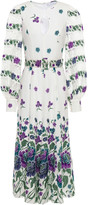 Thumbnail for your product : Andrew Gn Belted Cutout Floral-print Silk-blend Crepe Midi Dress