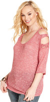 Thumbnail for your product : Jessica Simpson Plus Size Marled-Knit Cutout Sweater