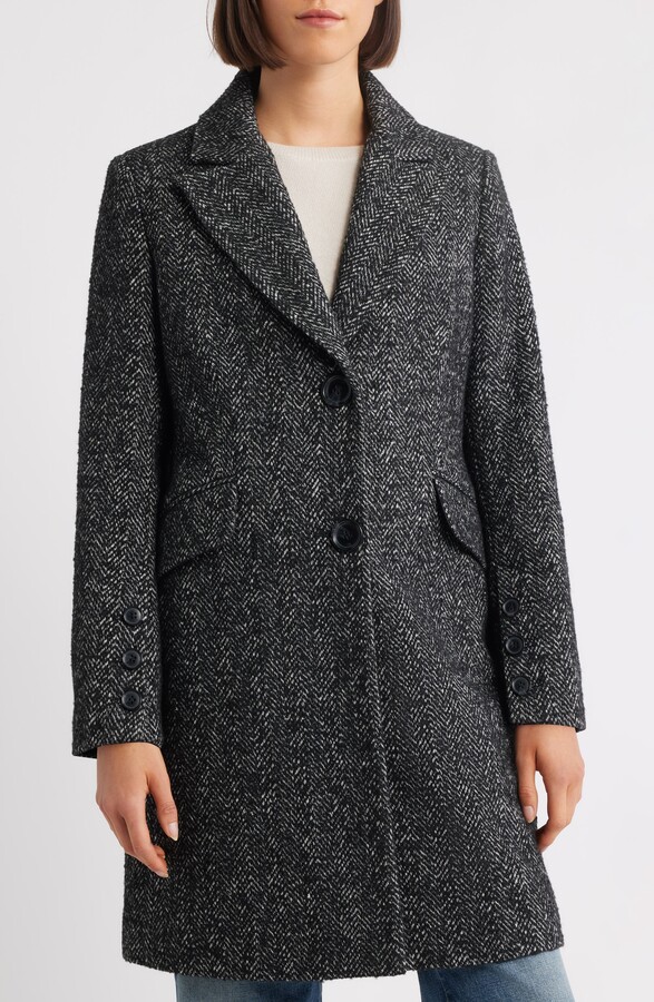 Sam Edelman Reefer Single Breasted Wool Blend Twill Jacket