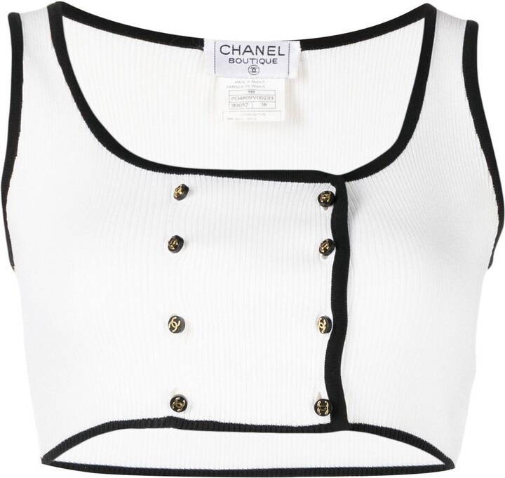 Chanel Pre Owned Rib-Knit Cropped Tank Top - ShopStyle