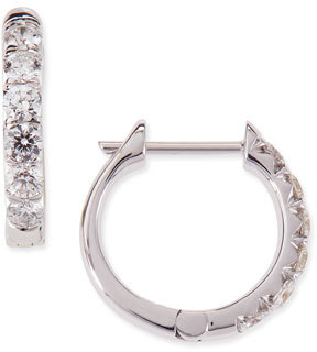 Jude Frances Jude 18K White Gold Huggie Hoop Earrings with Diamonds, 14mm