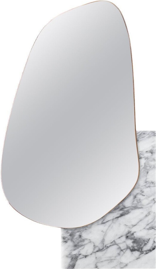 Contemporary Wall Mirror 'lake 3' By Noom, White Marble And Copper Tint