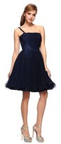 Thumbnail for your product : Lipsy Ruby Black Short Chiffon And Lace Beaded One Shoulder Dress With Full Skirt