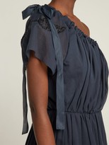 Thumbnail for your product : Fendi Silk-applique Cotton Voile Dress - Navy