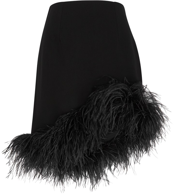 16Arlington Vivien black feather-trimmed mini skirt - ShopStyle