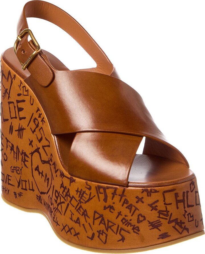 Chloé Maxime Leather Wedge Sandal