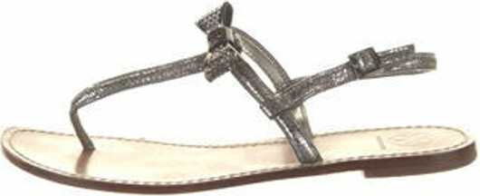 Tory Burch Leather Bow Accents Sandals - ShopStyle