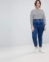 Thumbnail for your product : ASOS Curve Design Curve Farleigh High Waist Slim Mom Jeans In Deep Flat Blue Wash