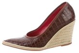 Thumbnail for your product : Celine Embossed Leather Espadrille Wedges