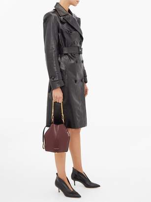 Alexander McQueen Snake-insert Leather Cross-body Bucket Bag - Womens - Burgundy Multi