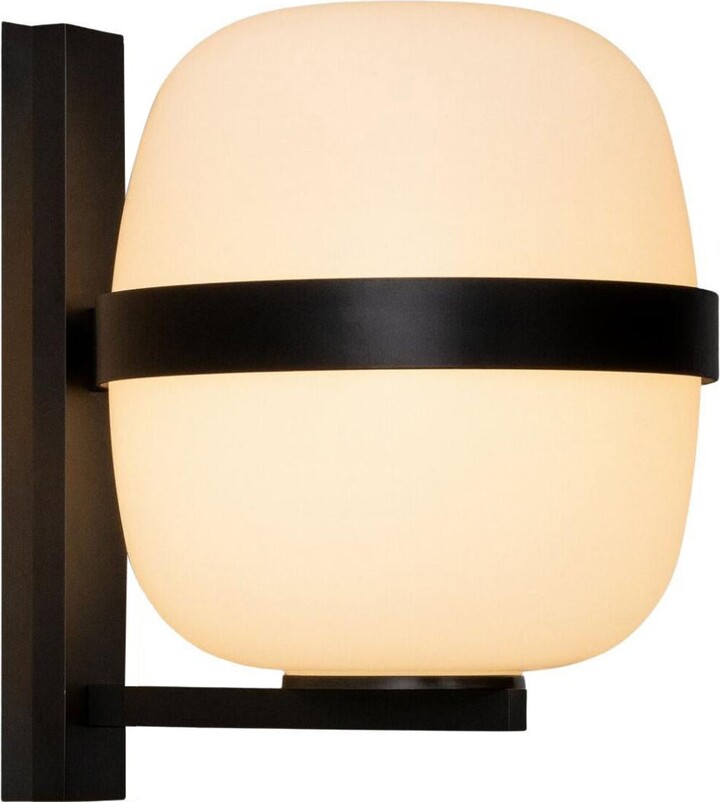 Miguel Mila 'wally Cesta' Wall Lamp In Opal And Black For Santa & Cole