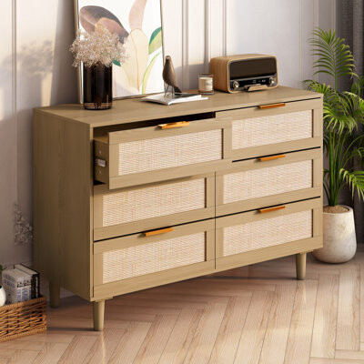 Bayou Breeze 6 Drawers Rattan Dresser Rattan Drawer BedroomLiving Room