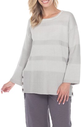Neon Buddha In Stitches Striped High-Low Sweater