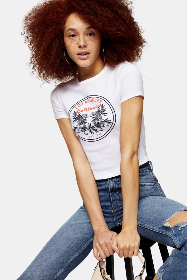 Topshop Los Angeles Tiger T-Shirt in White - ShopStyle