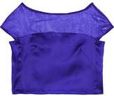 Thumbnail for your product : Milly Cropped Organza-paneled Silk-satin Top