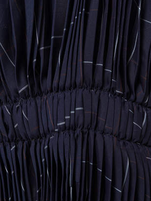 Sacai grid print pleated off-the-shoulder dress