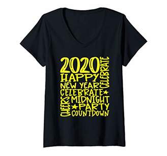 Womens 2020 Midnight Count Down Celebrate V-Neck T-Shirt