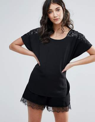 Traffic People Top With Embellished Sleeves