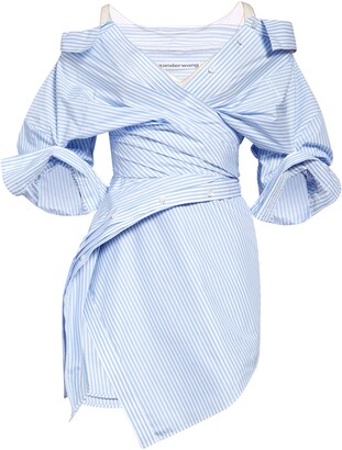 Alexander Wang Stripe Off the Shoulder Wrap Front Shirtdress - ShopStyle  Day Dresses